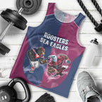 Roosters-Sea Eagles Rugby Custom Men Tank Top Half Grunge Style