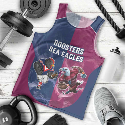 Roosters-Sea Eagles Rugby Custom Men Tank Top Half Grunge Style