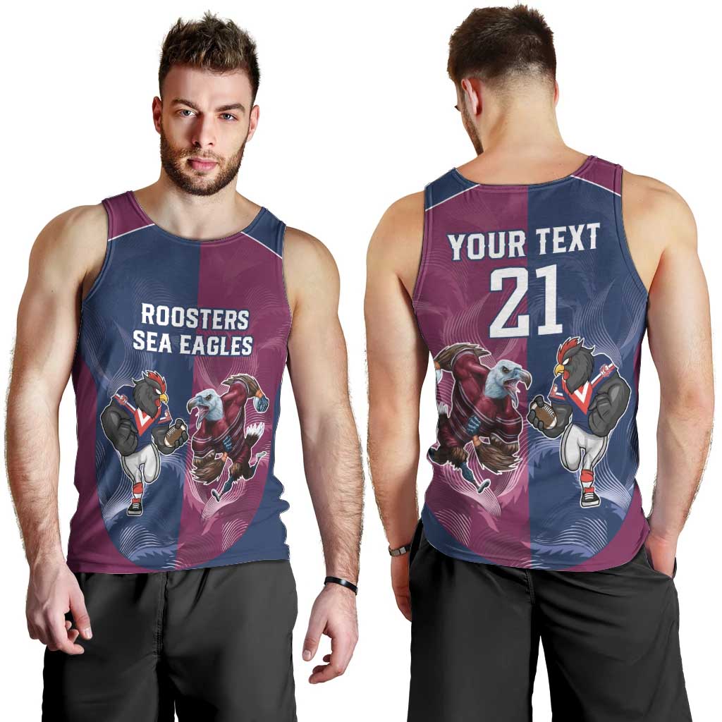 Roosters-Sea Eagles Rugby Custom Men Tank Top Half Grunge Style