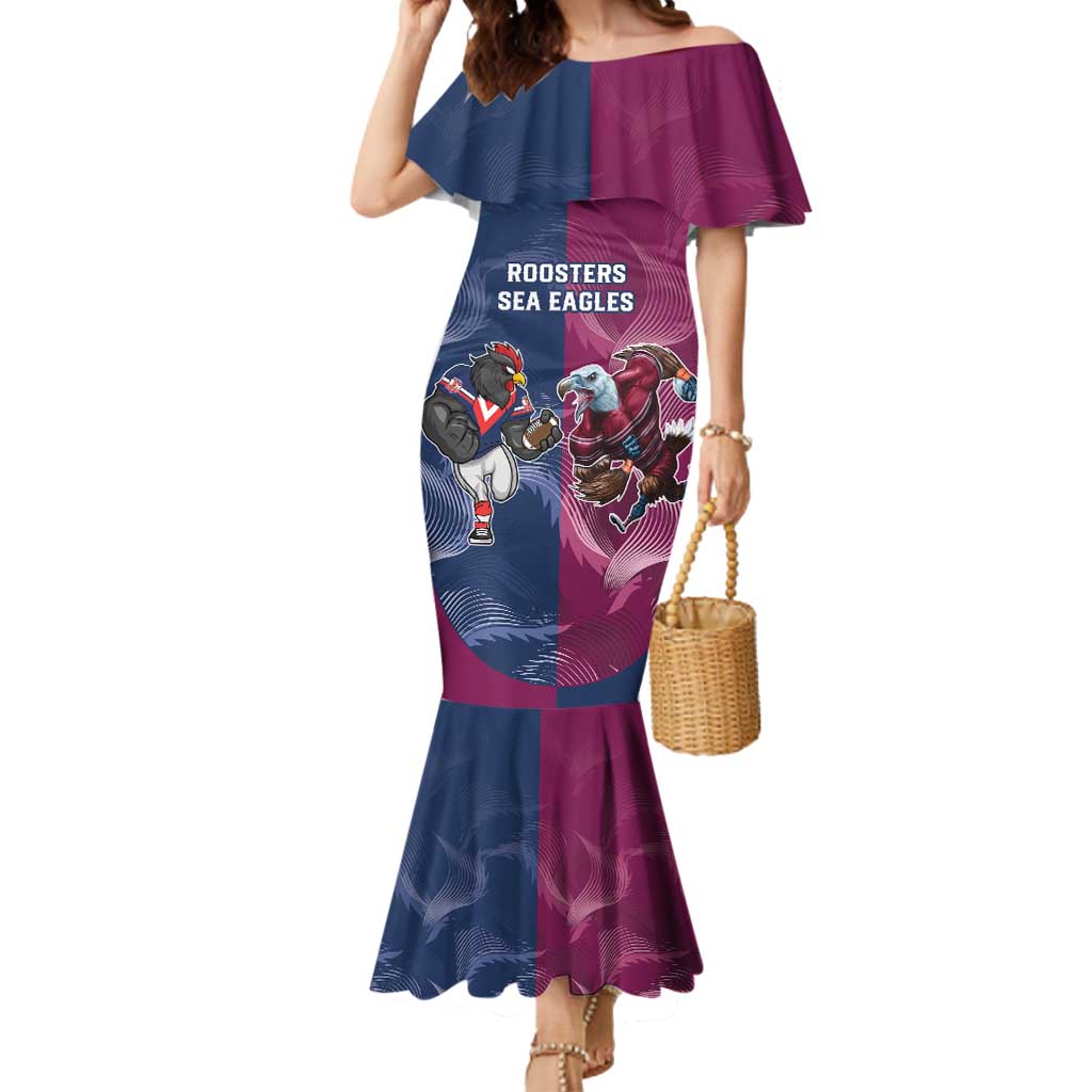 Roosters-Sea Eagles Rugby Custom Mermaid Dress Half Grunge Style