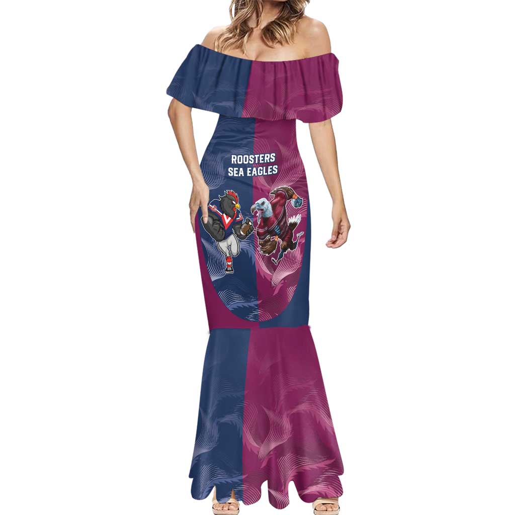Roosters-Sea Eagles Rugby Custom Mermaid Dress Half Grunge Style