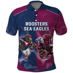 Roosters-Sea Eagles Rugby Custom Polo Shirt Half Grunge Style