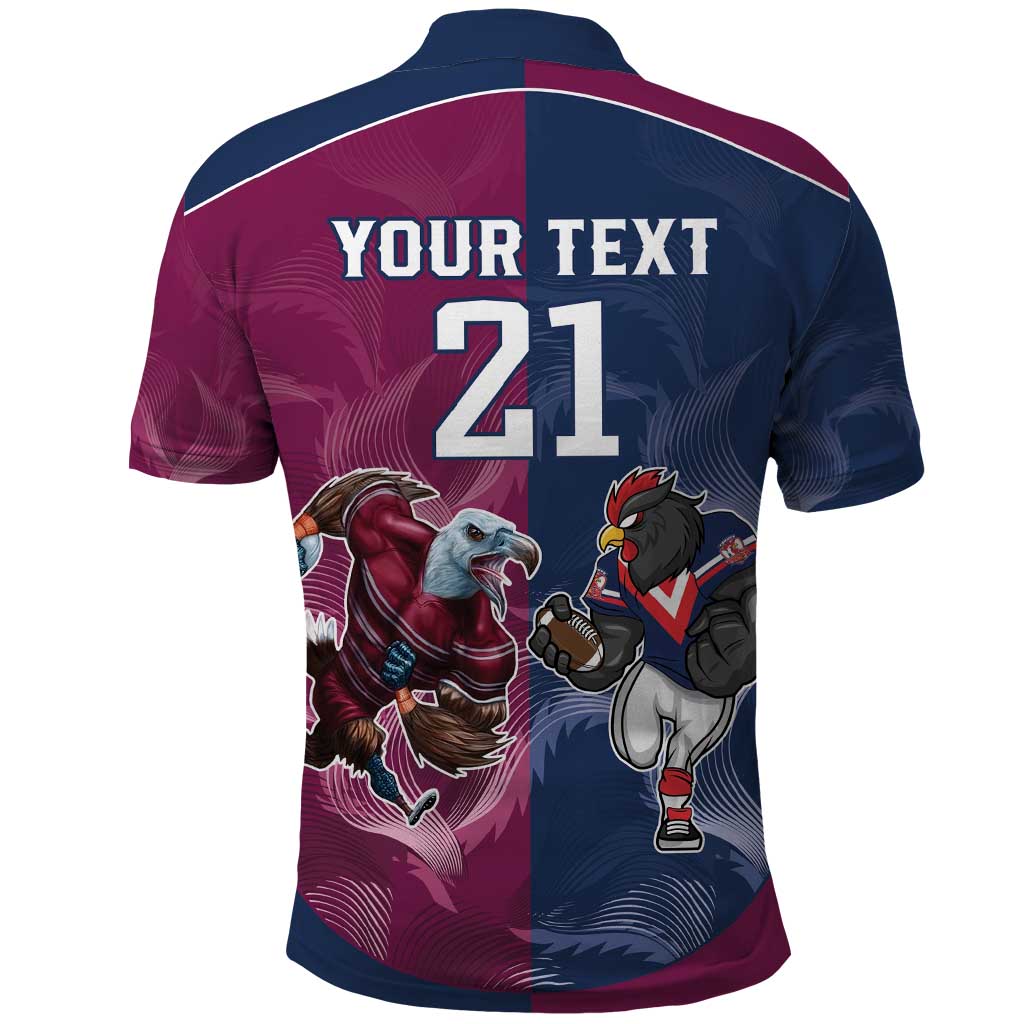 Roosters-Sea Eagles Rugby Custom Polo Shirt Half Grunge Style