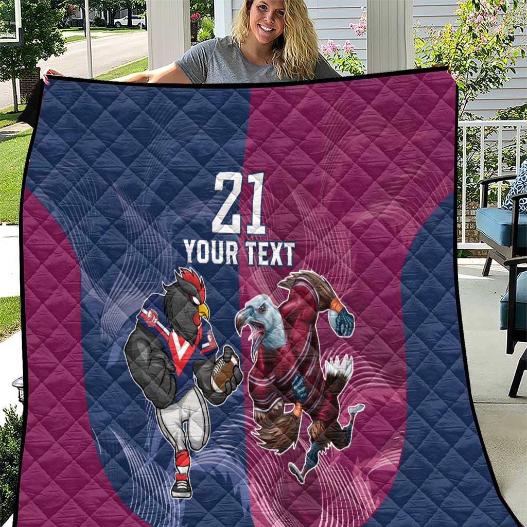 Roosters-Sea Eagles Rugby Custom Quilt Half Grunge Style