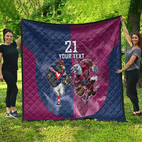 Roosters-Sea Eagles Rugby Custom Quilt Half Grunge Style