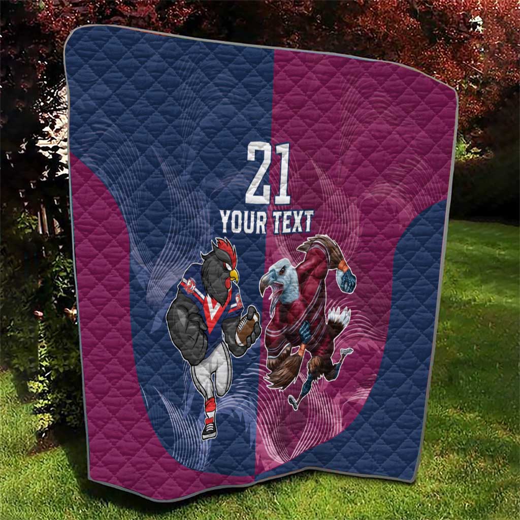 Roosters-Sea Eagles Rugby Custom Quilt Half Grunge Style