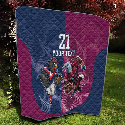 Roosters-Sea Eagles Rugby Custom Quilt Half Grunge Style