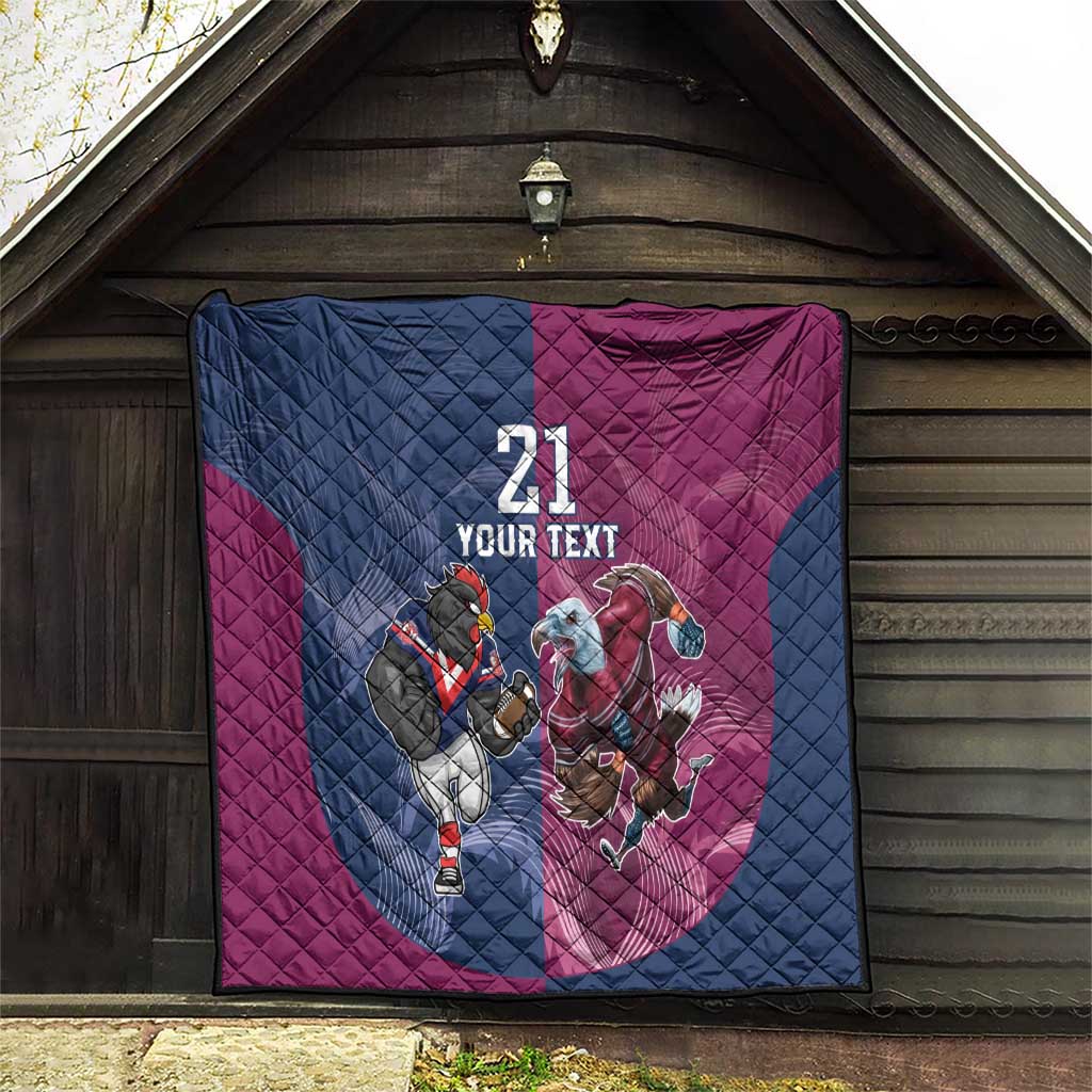 Roosters-Sea Eagles Rugby Custom Quilt Half Grunge Style