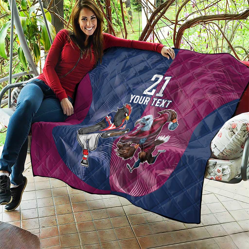 Roosters-Sea Eagles Rugby Custom Quilt Half Grunge Style