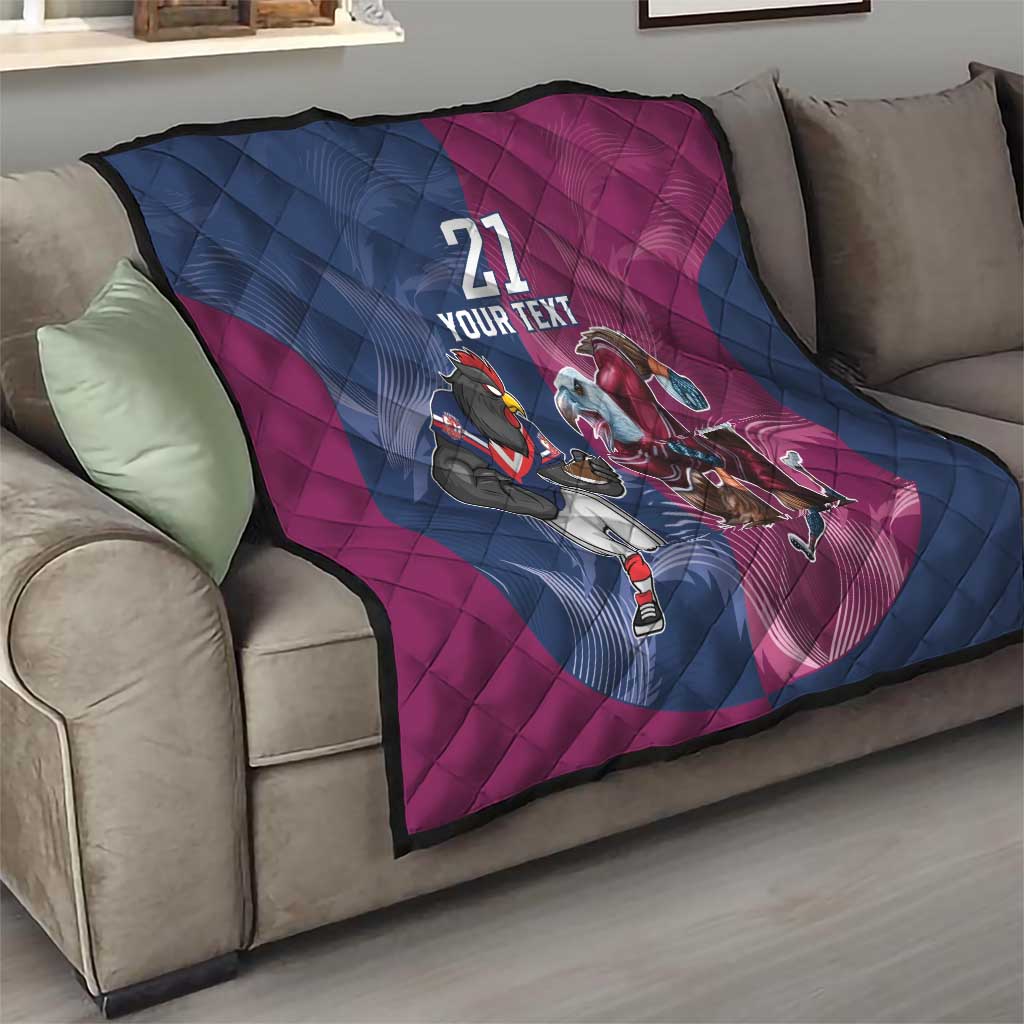Roosters-Sea Eagles Rugby Custom Quilt Half Grunge Style