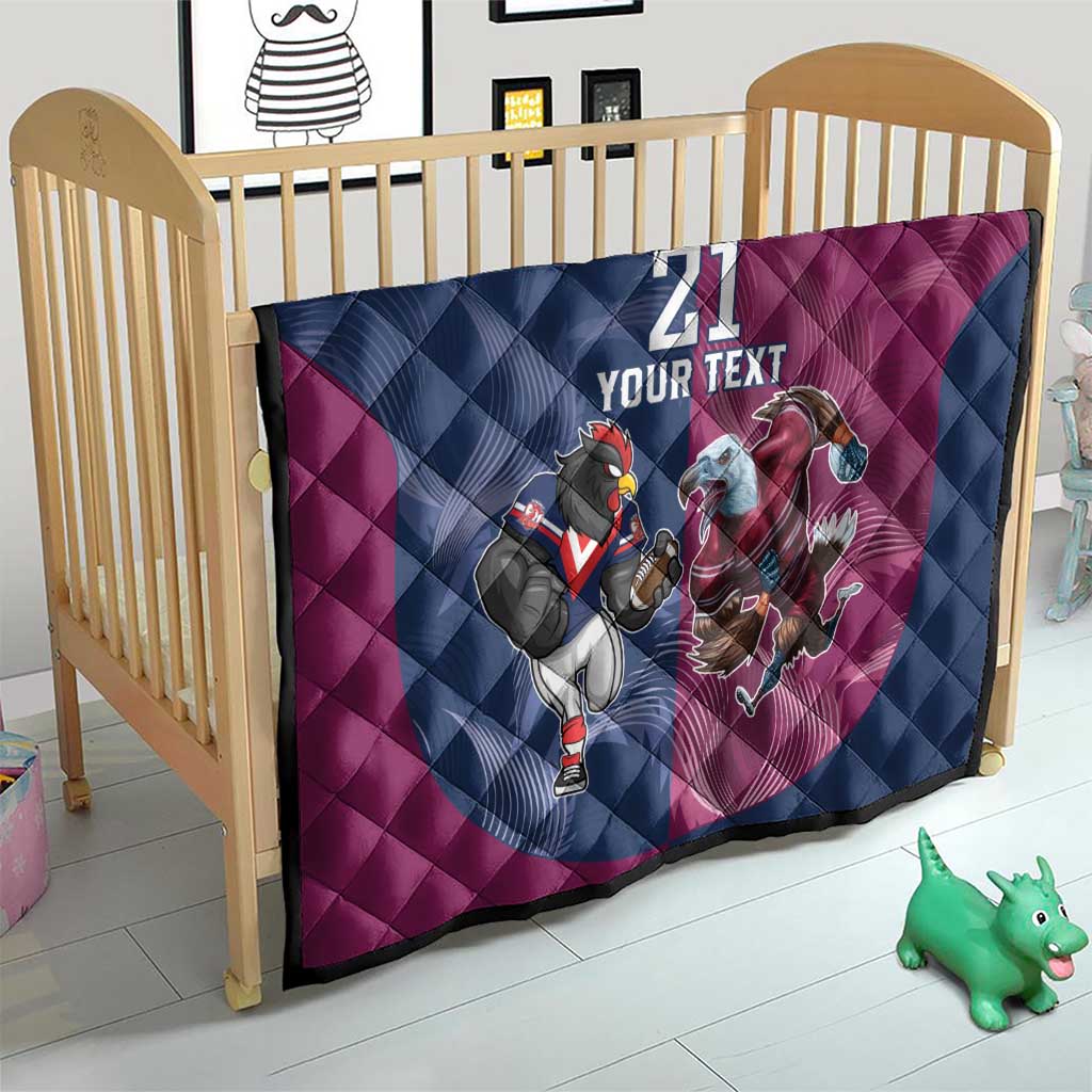 Roosters-Sea Eagles Rugby Custom Quilt Half Grunge Style