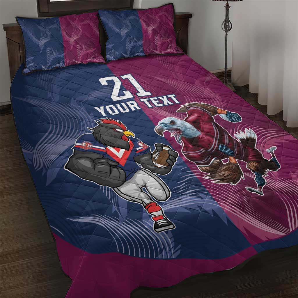 Roosters-Sea Eagles Rugby Custom Quilt Bed Set Half Grunge Style