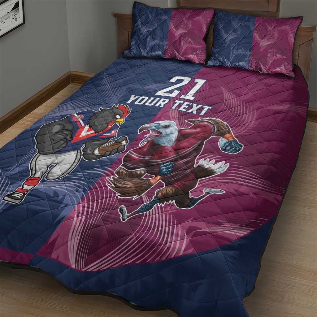Roosters-Sea Eagles Rugby Custom Quilt Bed Set Half Grunge Style