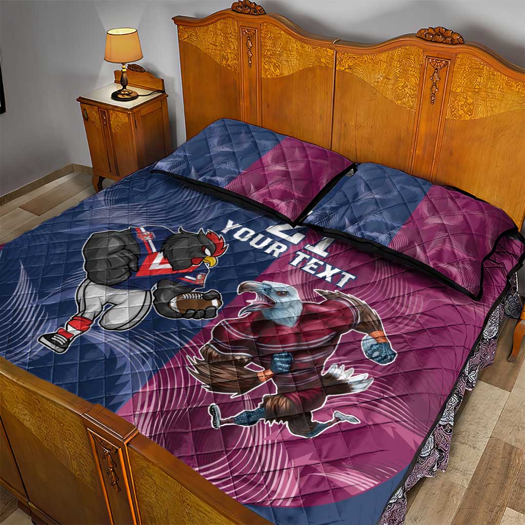Roosters-Sea Eagles Rugby Custom Quilt Bed Set Half Grunge Style