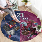 Roosters-Sea Eagles Rugby Custom Round Carpet Half Grunge Style