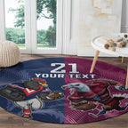 Roosters-Sea Eagles Rugby Custom Round Carpet Half Grunge Style