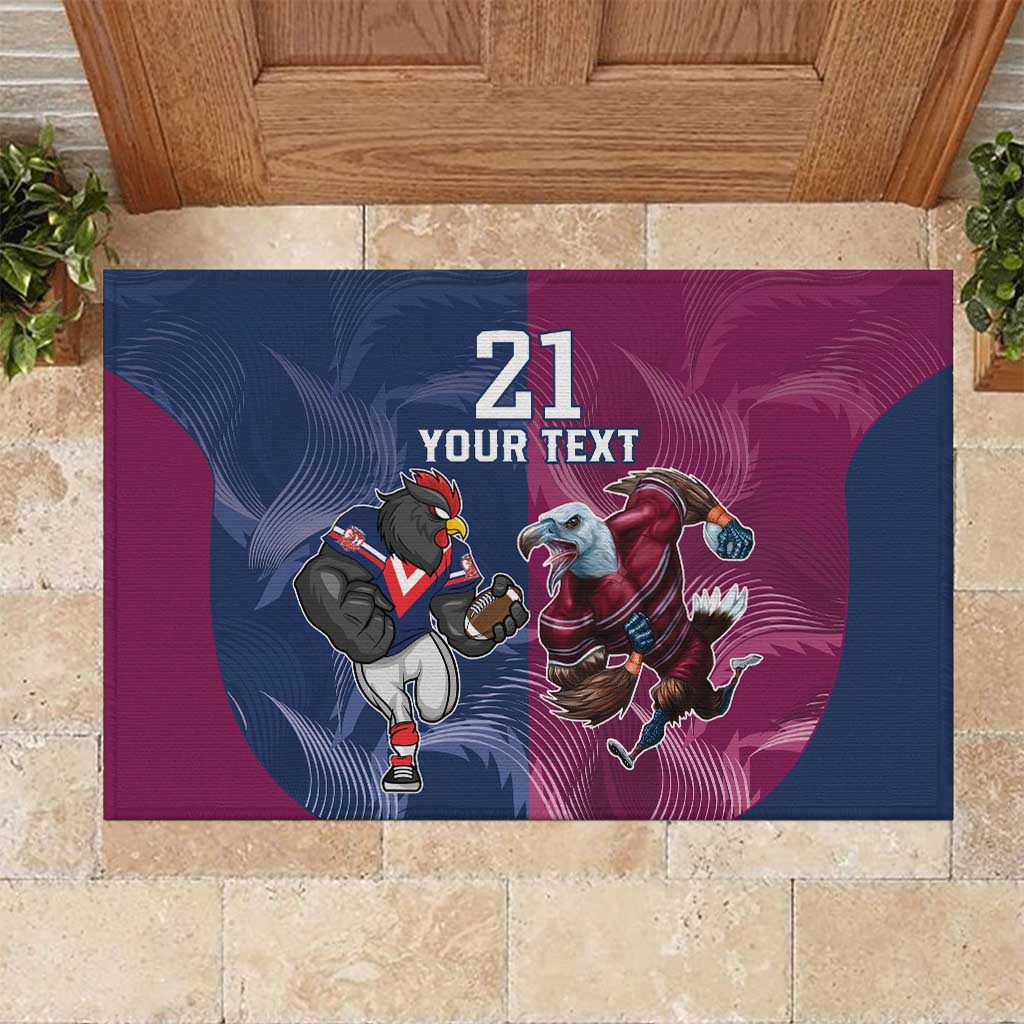 Roosters-Sea Eagles Rugby Custom Rubber Doormat Half Grunge Style
