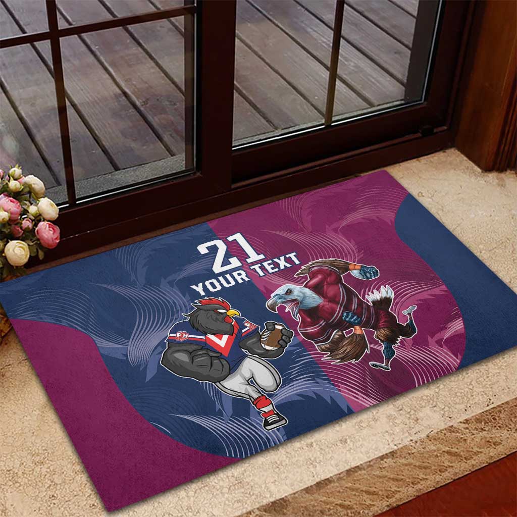 Roosters-Sea Eagles Rugby Custom Rubber Doormat Half Grunge Style