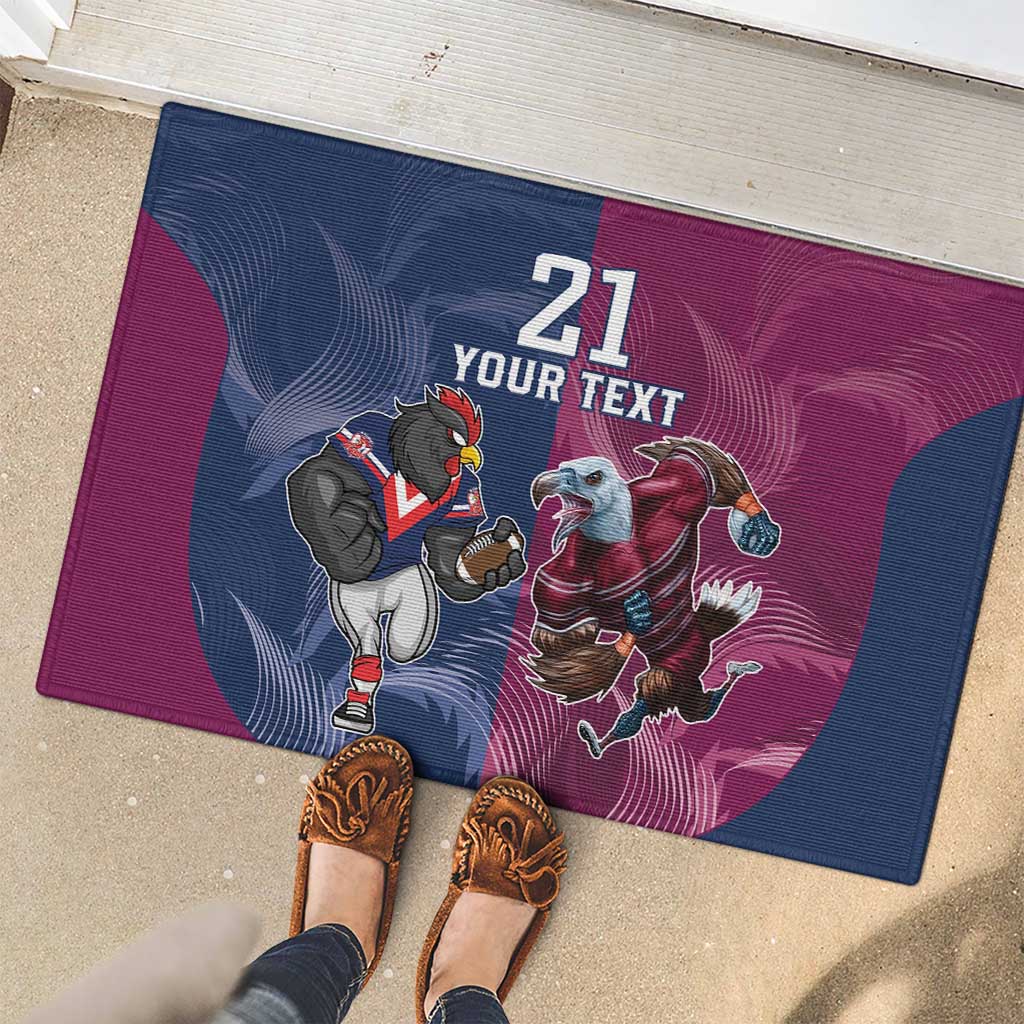 Roosters-Sea Eagles Rugby Custom Rubber Doormat Half Grunge Style