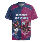 Roosters-Sea Eagles Rugby Custom Rugby Jersey Half Grunge Style