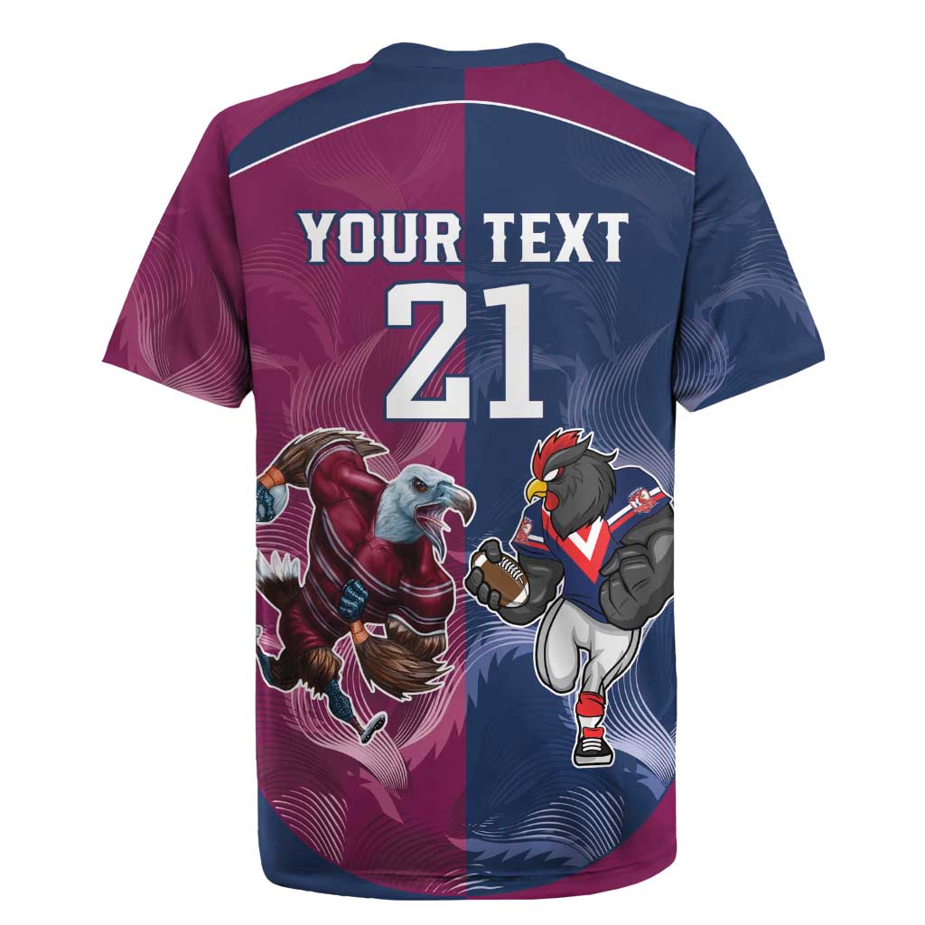 Roosters-Sea Eagles Rugby Custom Rugby Jersey Half Grunge Style