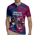 Roosters-Sea Eagles Rugby Custom Rugby Jersey Half Grunge Style