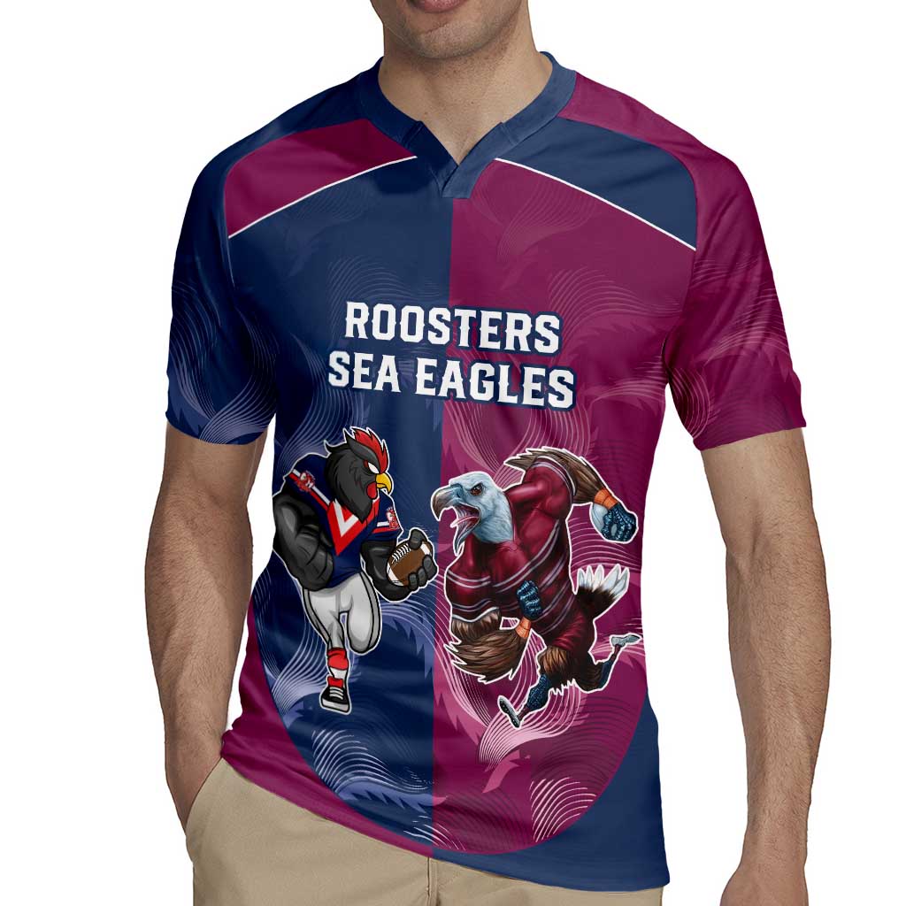 Roosters-Sea Eagles Rugby Custom Rugby Jersey Half Grunge Style