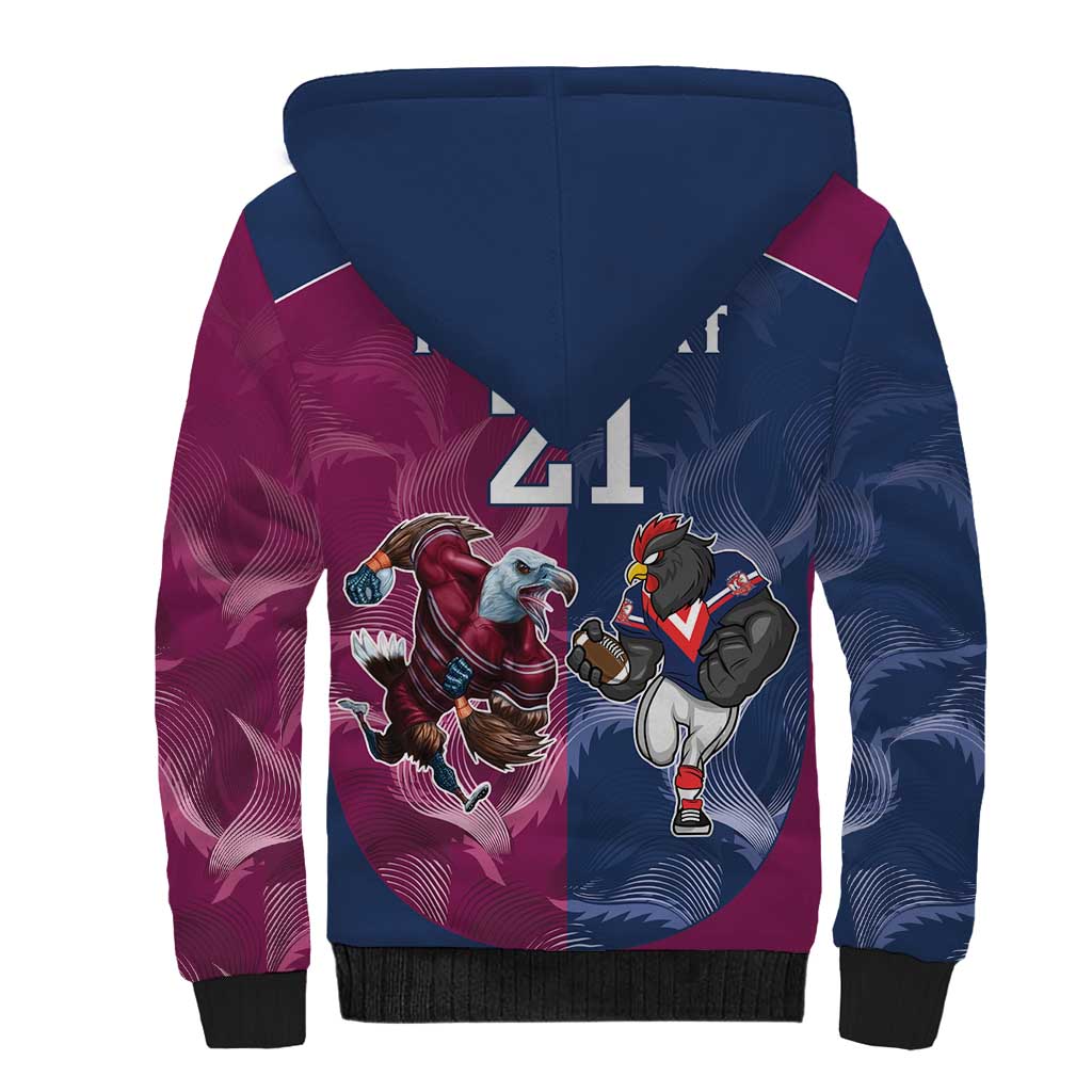 Roosters-Sea Eagles Rugby Custom Sherpa Hoodie Half Grunge Style
