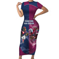 Roosters-Sea Eagles Rugby Custom Short Sleeve Bodycon Dress Half Grunge Style
