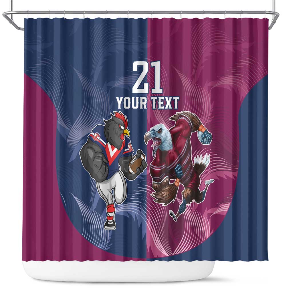 Roosters-Sea Eagles Rugby Custom Shower Curtain Half Grunge Style