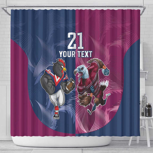 Roosters-Sea Eagles Rugby Custom Shower Curtain Half Grunge Style