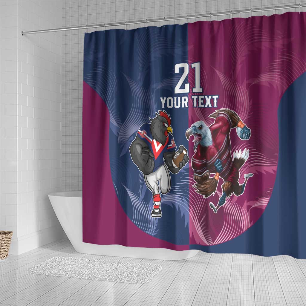 Roosters-Sea Eagles Rugby Custom Shower Curtain Half Grunge Style