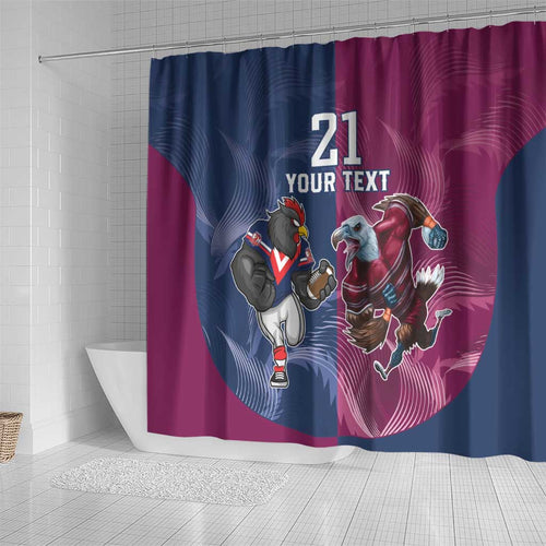 Roosters-Sea Eagles Rugby Custom Shower Curtain Half Grunge Style