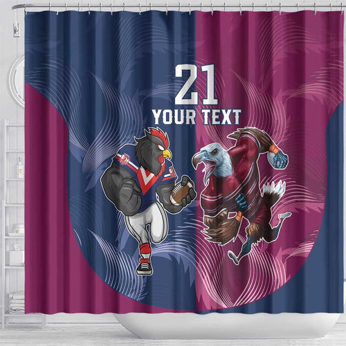 Roosters-Sea Eagles Rugby Custom Shower Curtain Half Grunge Style
