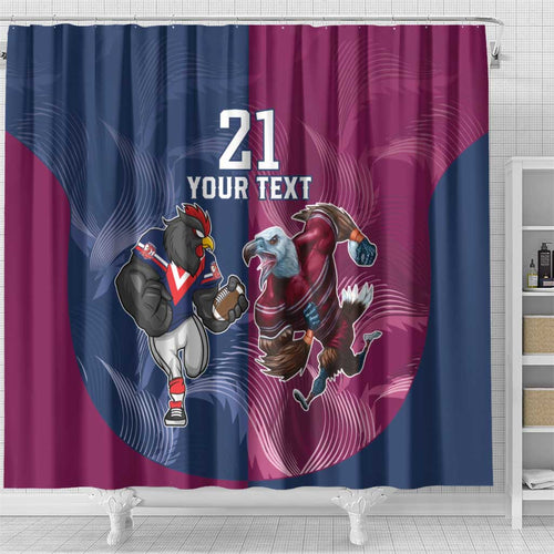 Roosters-Sea Eagles Rugby Custom Shower Curtain Half Grunge Style