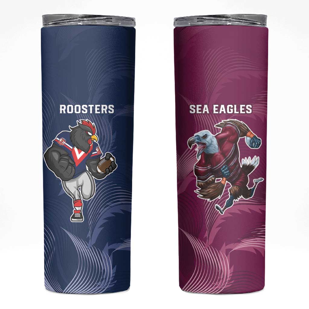 Roosters-Sea Eagles Rugby Custom Skinny Tumbler Half Grunge Style