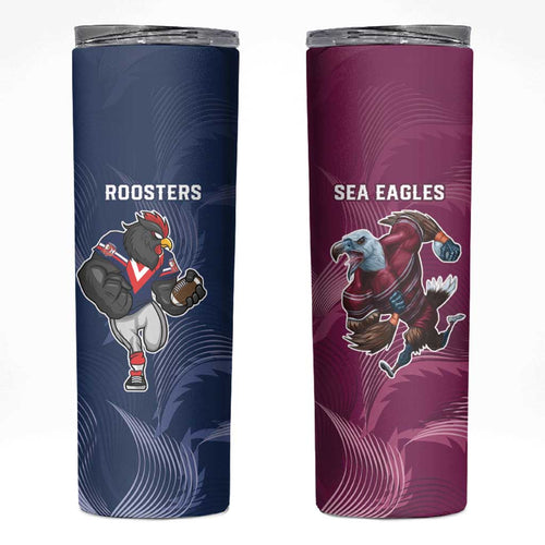 Roosters-Sea Eagles Rugby Custom Skinny Tumbler Half Grunge Style