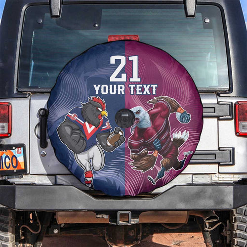 Roosters-Sea Eagles Rugby Custom Spare Tire Cover Half Grunge Style
