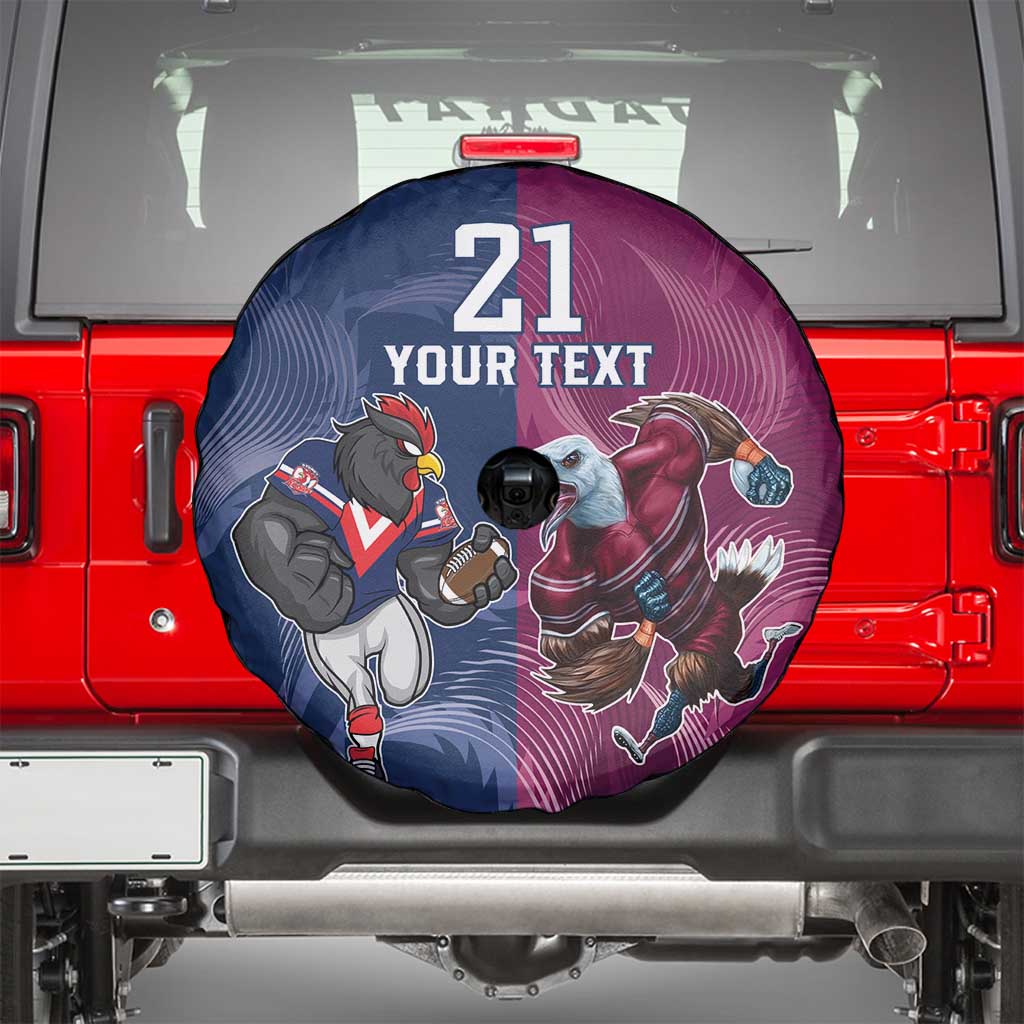 Roosters-Sea Eagles Rugby Custom Spare Tire Cover Half Grunge Style