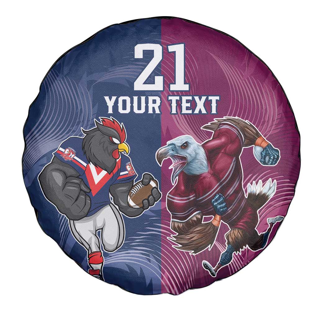 Roosters-Sea Eagles Rugby Custom Spare Tire Cover Half Grunge Style