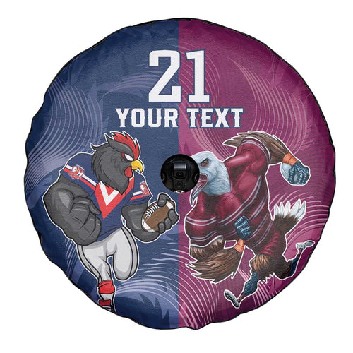 Roosters-Sea Eagles Rugby Custom Spare Tire Cover Half Grunge Style
