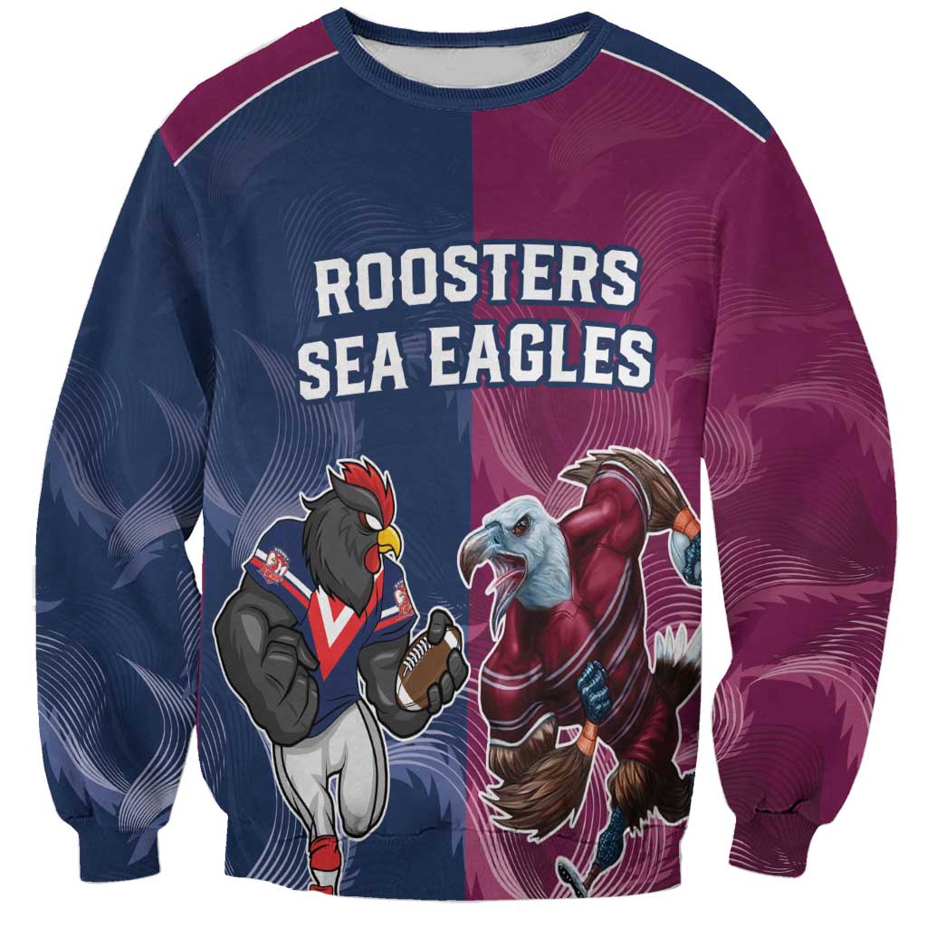 Roosters-Sea Eagles Rugby Custom Sweatshirt Half Grunge Style