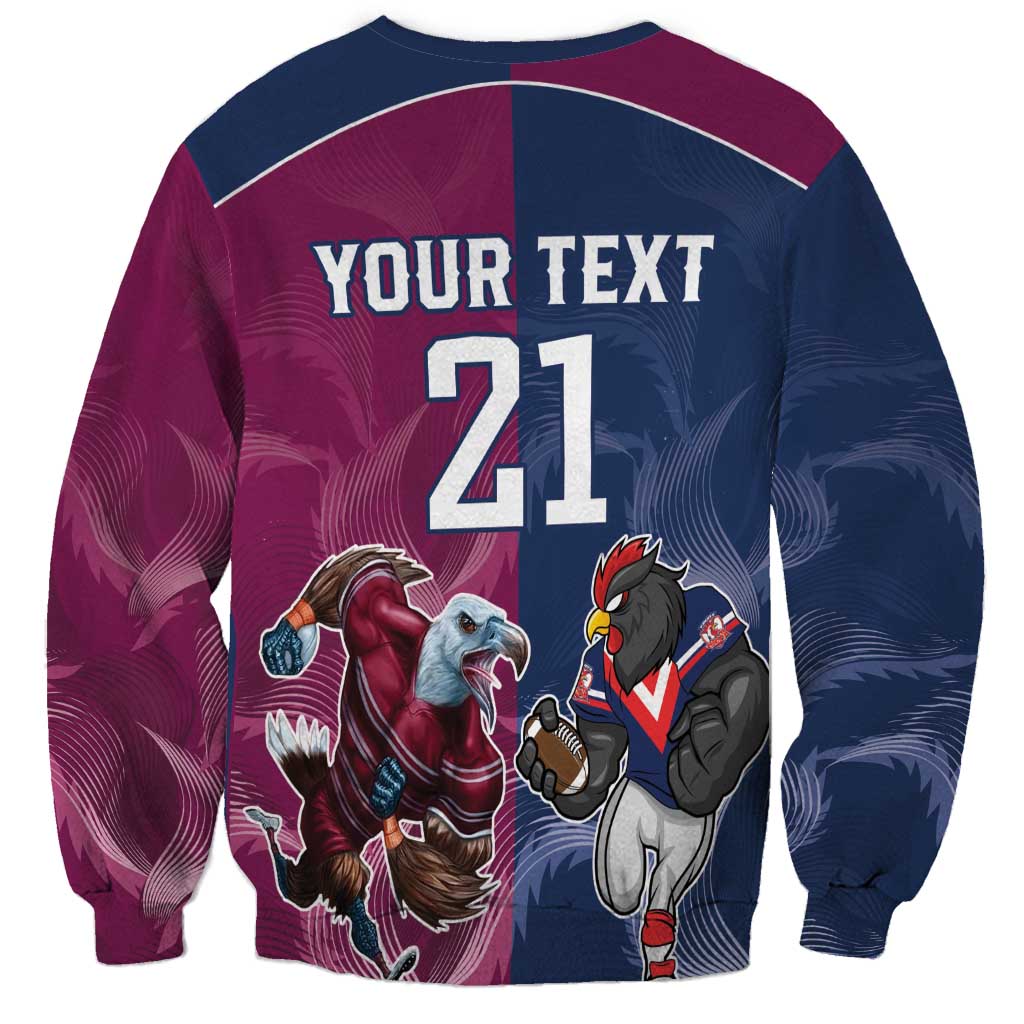 Roosters-Sea Eagles Rugby Custom Sweatshirt Half Grunge Style