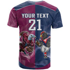 Roosters-Sea Eagles Rugby Custom T Shirt Half Grunge Style