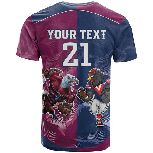 Roosters-Sea Eagles Rugby Custom T Shirt Half Grunge Style