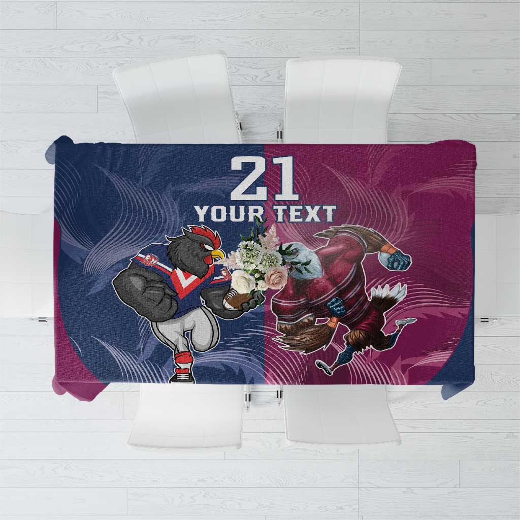 Roosters-Sea Eagles Rugby Custom Tablecloth Half Grunge Style