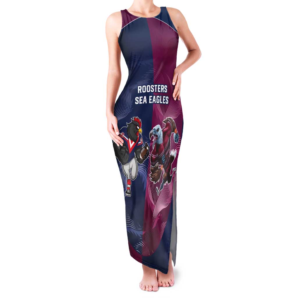 Roosters-Sea Eagles Rugby Custom Tank Maxi Dress Half Grunge Style