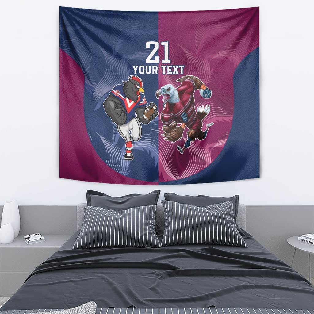 Roosters-Sea Eagles Rugby Custom Tapestry Half Grunge Style