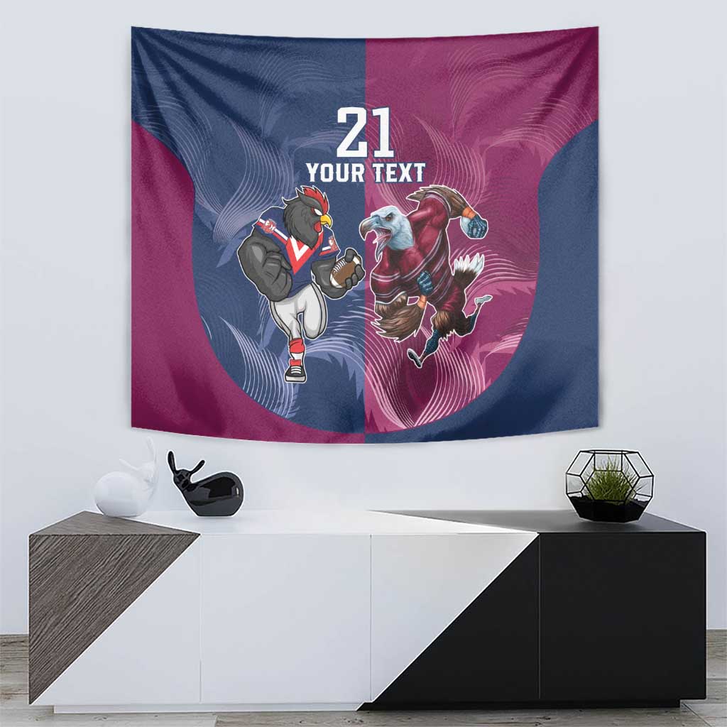 Roosters-Sea Eagles Rugby Custom Tapestry Half Grunge Style