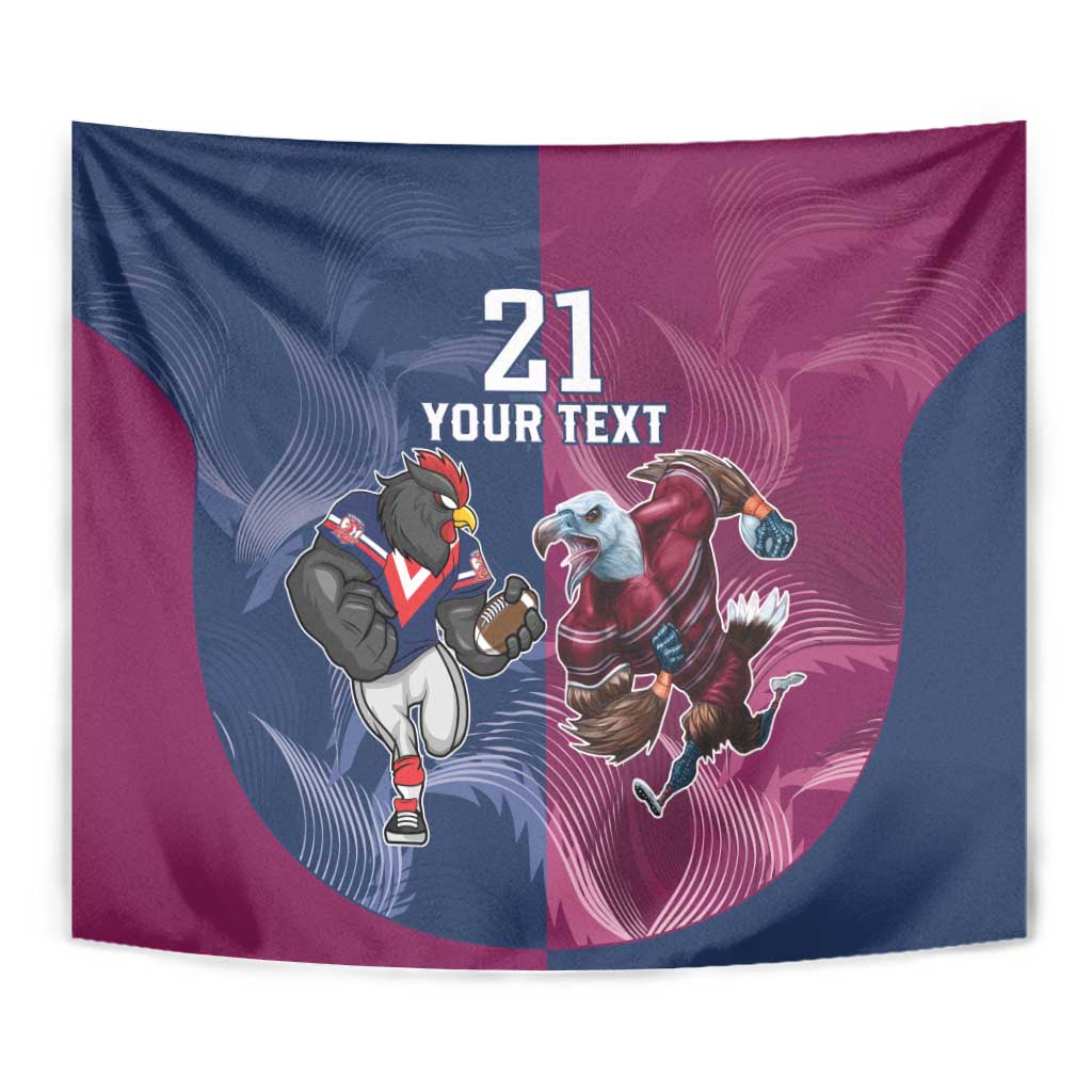 Roosters-Sea Eagles Rugby Custom Tapestry Half Grunge Style